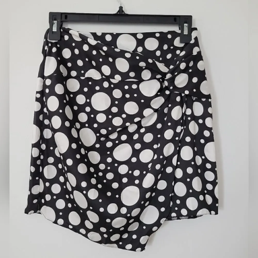 River Island Faux Wrap Polka Dot Mini Skirt NWOT